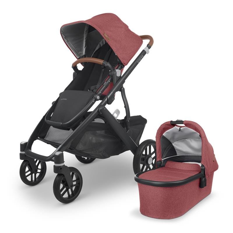 Uppababy - Vista V2 Stroller, Lucy (Rosewood Mélange/Carbon/Saddle Leather)