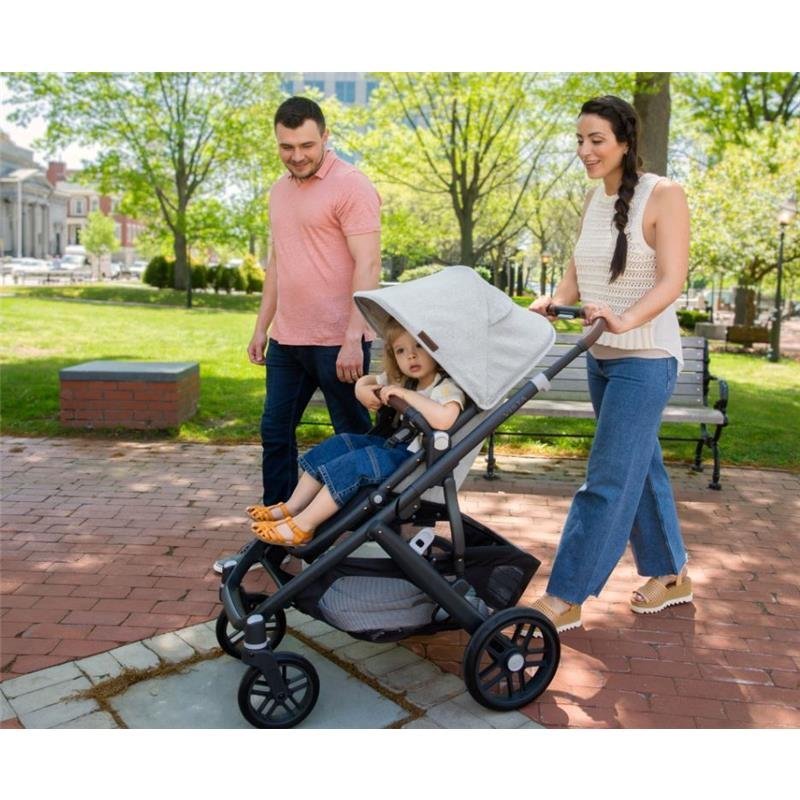 Uppababy - Vista V2 Stroller, Anthony (White And Grey Chenille/Carbon/Chestnut Leather) - Image 2