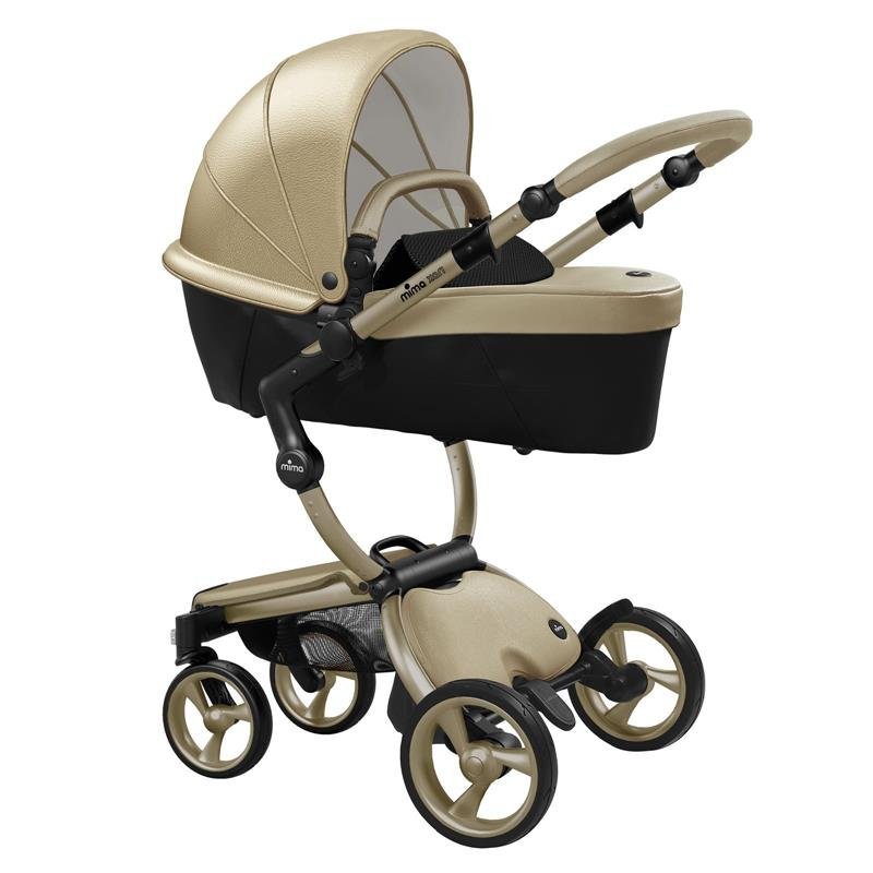 Mima - Xari 4G Complete Stroller, Gold Chassis/Gold Seat/Black& White Starter Pack - Image 3