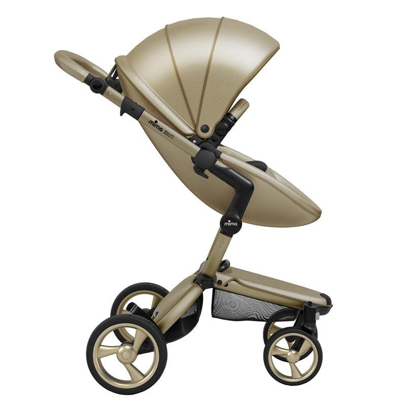 Mima - Xari 4G Complete Stroller, Gold Chassis/Gold Seat/Black& White Starter Pack - Image 2